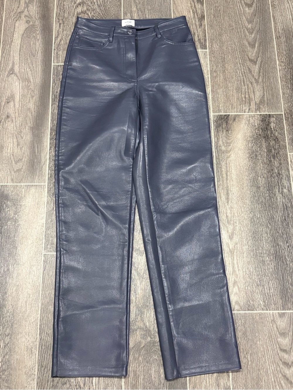 Wilfred Gray Faux Leather Straight-Leg Pants